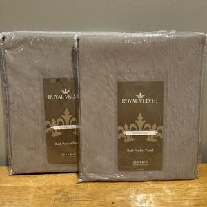 2 JCP Royal Velvet Crushed Voile Rod-Pocket Sheer Panels 50" x 84" Soft Platinum